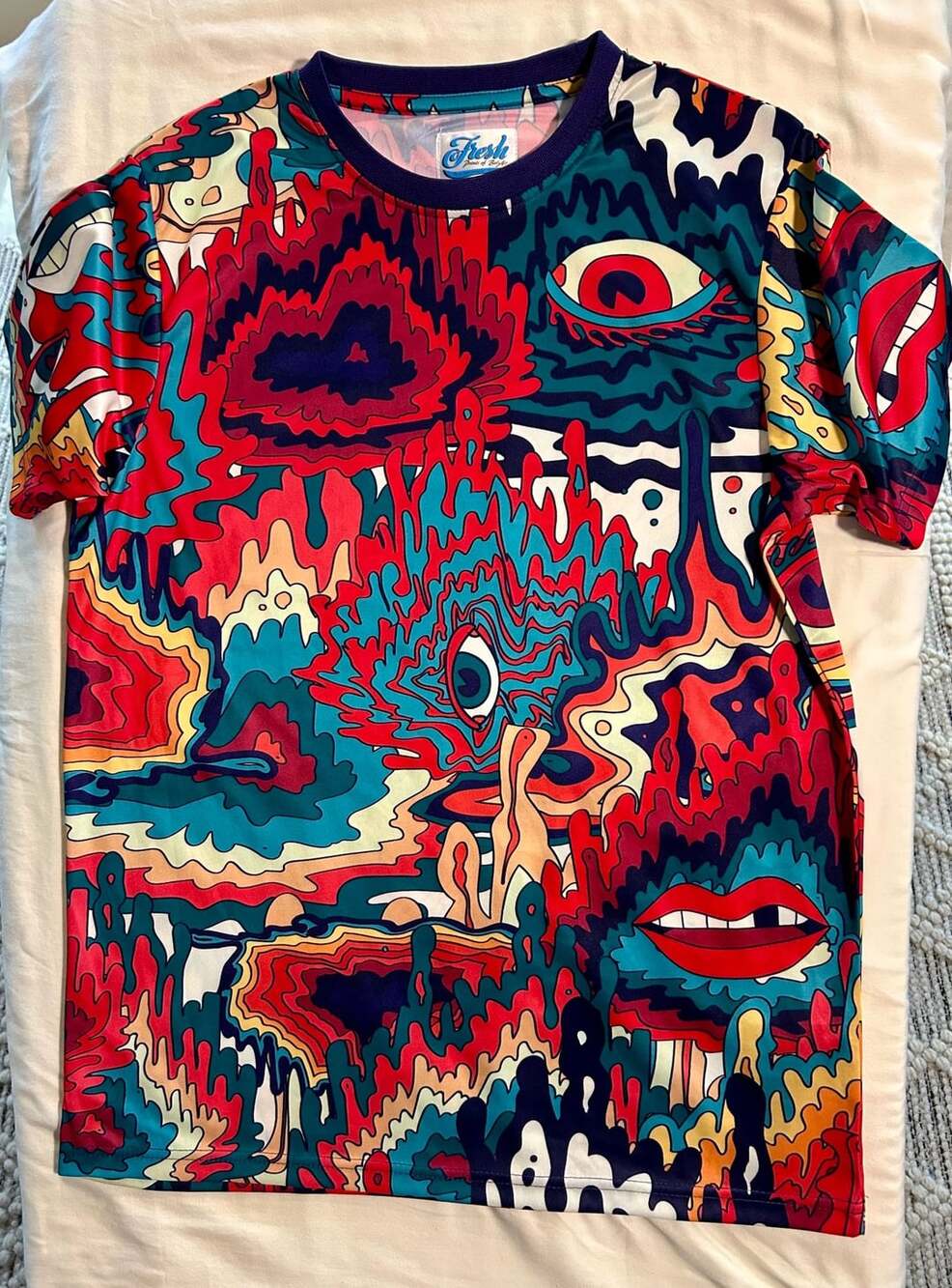Fresh Prints of Bel-Air Psychedelic Trippy All Over Print T-Shirt Mens Medium M